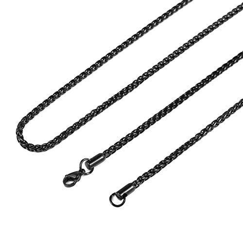 Image of HZMAN 3.0 mm Stainless Steel Wheat Silver Chain Necklaces for Men & Women 16 inch -36 inch