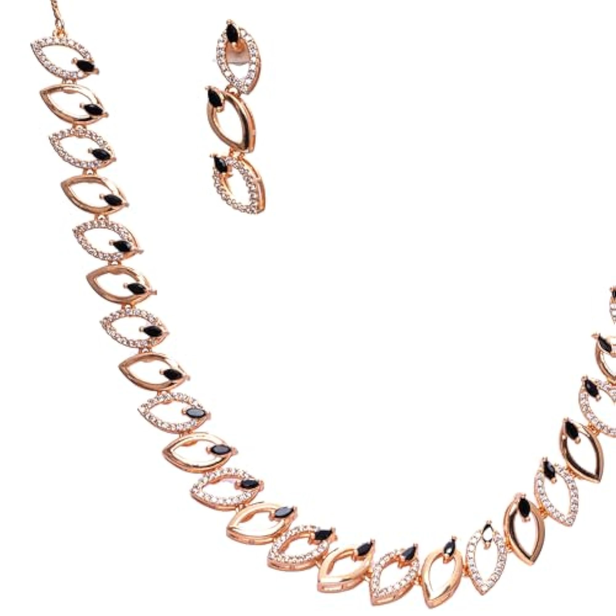 Gold Plated Necklace & Earrings Set, Traditional Design