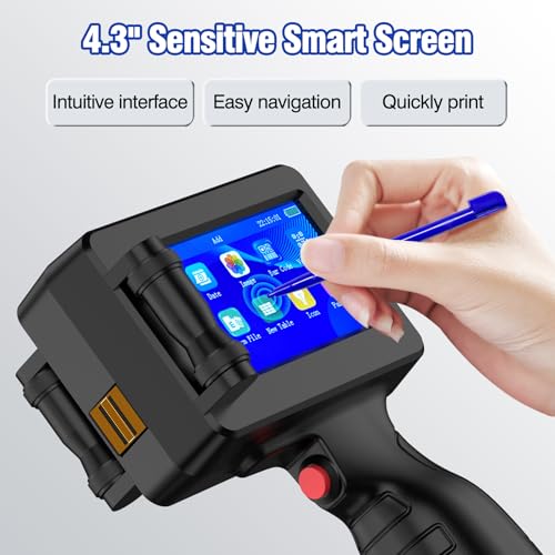Miniatura 2 de Tij314 Impresora De Mano Portátil, Impresora Portátil De Inyección Con 42ml Cartucho De Tinta De Secado Rápido Con Pantalla Táctil De 4,3 Pulgadas Para Texto Qrcode Código De Barras Número Imagen
