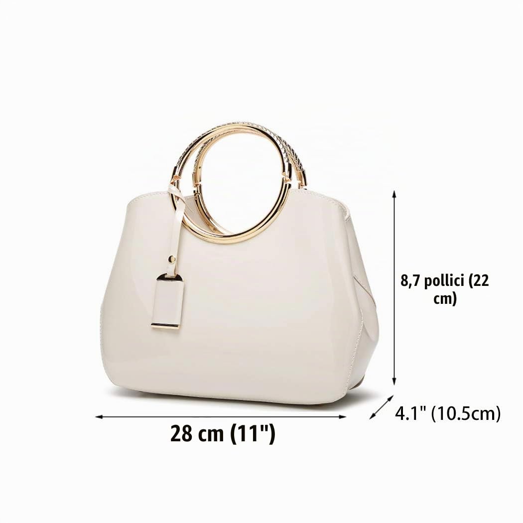 AINUOEY Donna Borse a Mano Borsa a Spalla Elegante Grandi Firmate Marca Tracolla Antifurto PU pelle 76609 1 pz Bianco