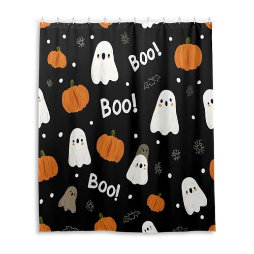 DUOBU Halloween Boo Shower Curtain Washable Waterproof Fabric Bath Curtain 60x72Inch Shower Curtains with Hooks for Bathroom Decor