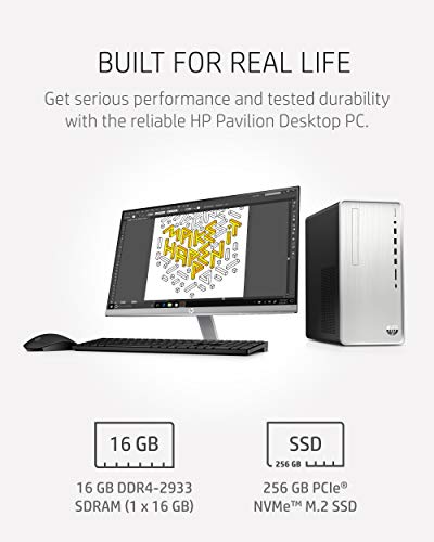 Image of HP Pavilion Desktop PC, 11th Gen Intel Core i7-11700 Processor, 16 GB RAM, 256 GB SSD, 1 TB SATA Hard Drive, Windows 11, Wi-Fi 6 & Bluetooth 5.0 Combo, 9 USB Ports, Sleek Tower (TP01-2070, 2021)