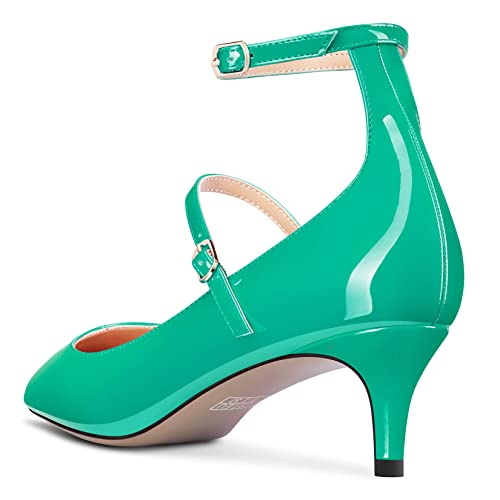 NobleOnly Women Mid Heel Ankle Strap Pointed Toe Pumps Casual Party Office Dress Cute Buckle Shoes 2.0 Inches Heels3