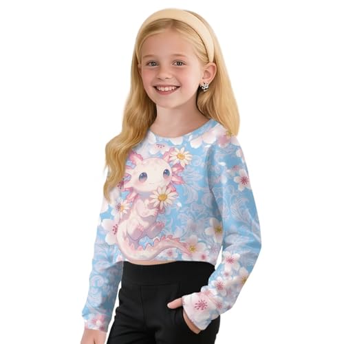 Sweatshirts for Girls Fall Outfits Long Sleeve Crop Tops for Kids Cropped Shirts Crewneck Tees 5-14 Years2