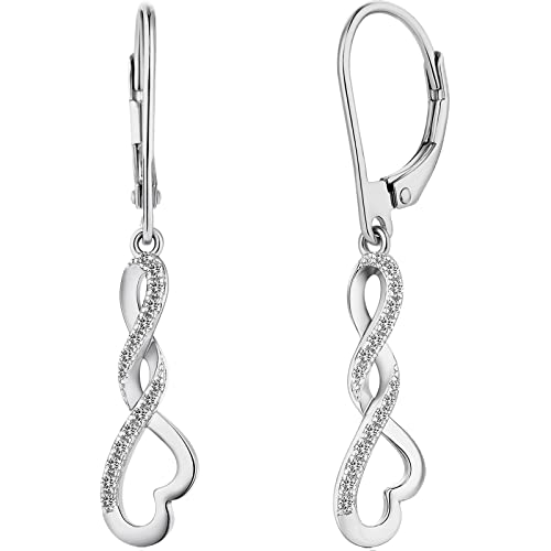 Miaofu Pendientes colgantes largos para mujer, de plata 925 con circonitas 5A, chapado en oro blanco de 18 quilates, joyería fina para mujer y niña, Cubic Zirconia Cover