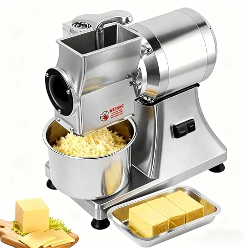 SIEEOUR Râpe À Fromage Électrique Grande Capacité 60kg/Heure, Broyeur À Fromage Commercial, Broyeur 900W En Acier Inoxydable Avec Bouclier De Sécurité, Idéal Pour Fromage En Bloc,Beurre