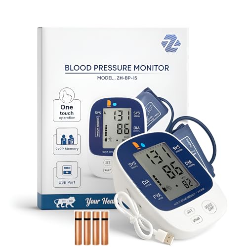 Image of DipNish Blood Pressure Monitor | Digital BP check machine for home | Fully automatic upper arm style BP monitor | With USB cable & AAA battery | Large LCD Display | Memory 99 sets for 2 users
