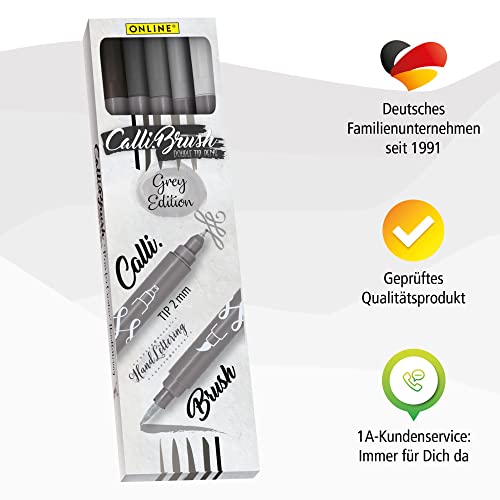 Online Calli.Brush Grey - Juego de 5 pinceles de