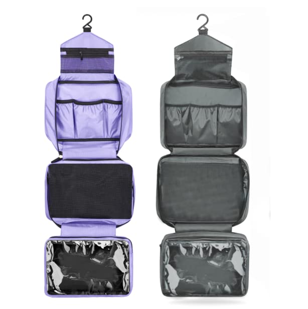 Neceser de viaje para mujer hombre morado y gris