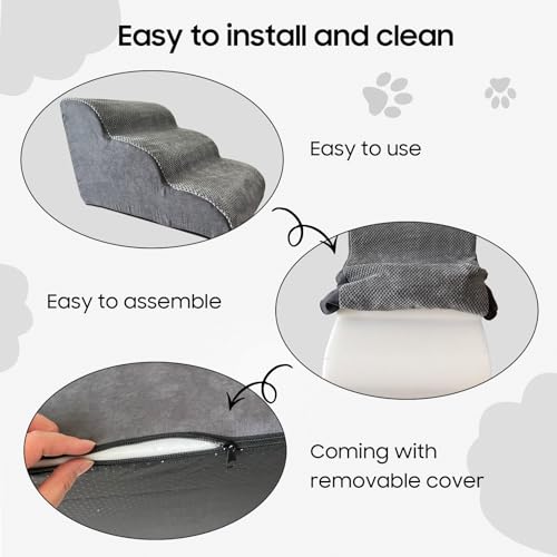 Escalier pour petits chiens mousse haute densité avec housse imperméable lavable - 6