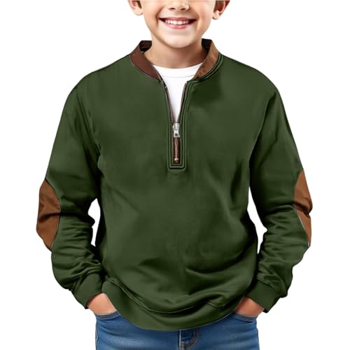 Kids Boys Cotton Half Zip up Sweatshirts Cute Fleece Warm Fall Pullover Tops Clothes with Pockets Cropped Sweatshirts