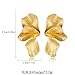 Bold Floral Statement Stud Earrings for Women – Large Gold Plated Leaf Design Earrings Chunky Stud Earrings Hypoallergenic Lightweight Fashion Jewelry Elegant Gift for Her