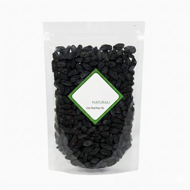 Premium Dry Black Raisins Seeded | Kali Kishmish with Seeds | Dried Black Grapes Fruits, 250g [Size - Jumbo]
