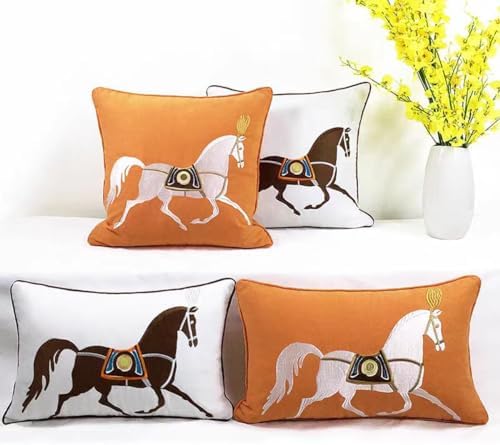 Croker Horse 12x20'' inches Orange Embroidered Horse Throw Pillow Cushion Covers - Modern Fashion Style Couch Sofa Pillow for Living Room Sofa Bedroom image 5