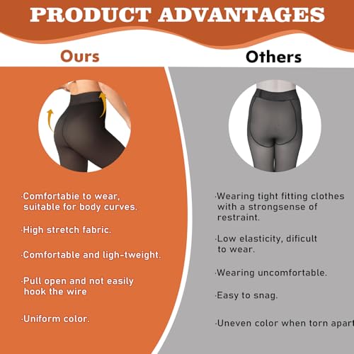 Image of X-CHENG 2 Pairs Fleece Lined Tights Women-Thermal Pantyhose leggings Women,Fake Translucent Skin Colored Tights for Winter