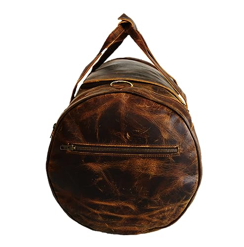 Satchel and fable 26 inch Handmade Vintage Brown Leather Duffel Travel Gym Sports Weekend Bag for Men3