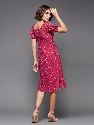 Image of Miss Chase Women's Multicolored-Base-Brown Relaxed Fit Maxi Lurex Chiffon Dress