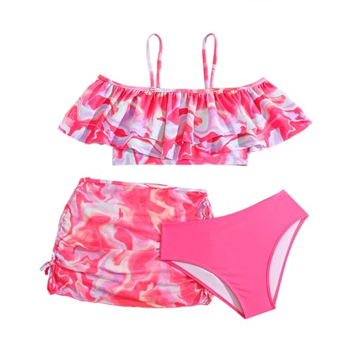 Maillot de bain fille 3 pièces avec t-shirt anti-UV short et chapeau