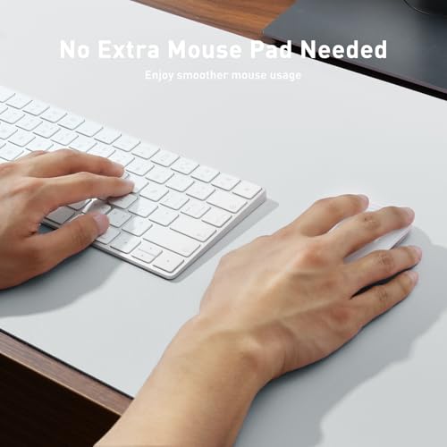 Image of Aothia Leather Desk Pad Protector, Mouse Pad, Office Desk Mat, Non-Slip PU Leather Desk Blotter, Laptop Desk Pad, Waterproof Desk Writing Pad for Office and Home (Barely Grey, 36 inch x 17 inch)