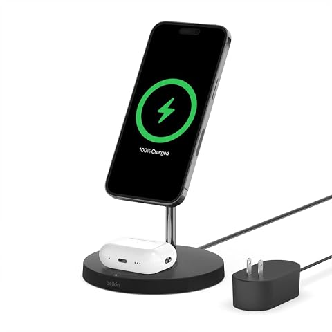Belkin MagSafe 2-in-1 Wireless Charging Stand for Apple iPhone 16 iPhone 15 iPhone 14 iPhone 13 Series AirPods