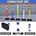 VILMON 6 Pack 40.6 Inch Traffic Delineator Posts with Fillable Base and Plastic Chain, Safety Delineator Post Cones with 2 White Reflective Stripes for Construction Work (Blue)