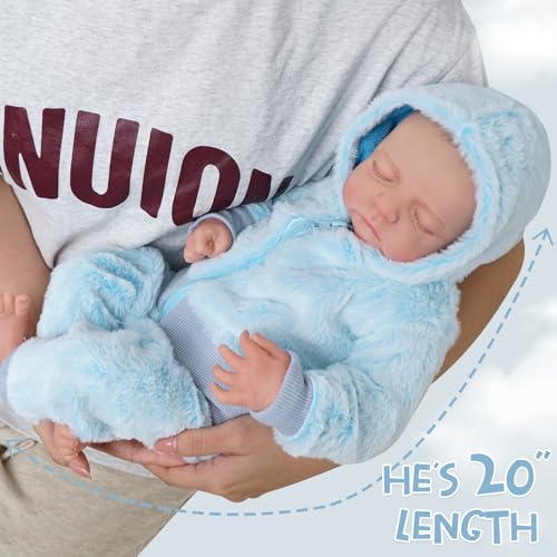 BABESIDE Lebensechte Reborn-Babypuppen Junge 20 Zoll Realistische Neugeborene Lebensechte Bewegliche Puppe für Kinder Weicher Stoffkörper mit Kleidung und Spielzeug, Geschenk für Kinder ab 3 Jahren – Bild 6