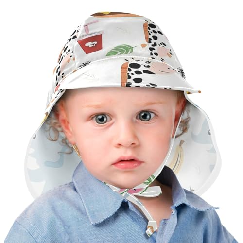 Baby Sun Hat Baby Boys Summer Hat Girl UPF 50+ Protection Adjustable Travel Essentials Junk Food Animals Simple2