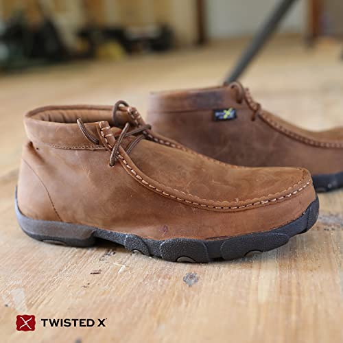 Twisted X Men’s Casual Chukka Boot - Driving Moc Handcrafted With Full-Grain Leather Upper, Rubber Outsole, Composite Insole, And Removable Footbed, Distressed Saddle, 10(M) #TOP7