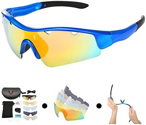 OUTERDO REVO Polarized Photochromic Sports Sunglasses Cycling UV Eye Protection Windproof Glasses with Lens for Outdoor Sports Golf Running Driving Hiking Shooting Fishing Biking