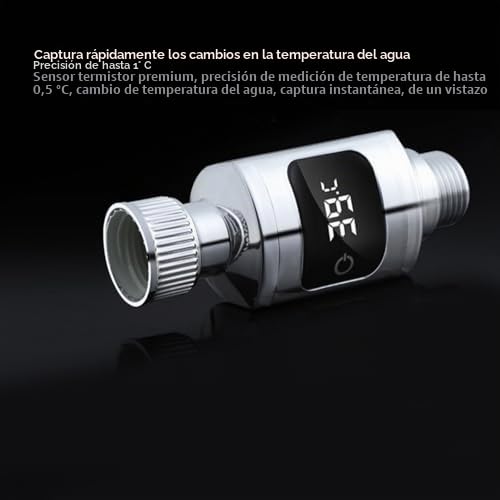 Haofy Termómetro de pantalla LED digital impermeable de acero inoxidable, termómetro de ducha, monitor de temperatura del agua del grifo con tuerca de 1/2 pulgada para el hogar, baño, bañera, cocina