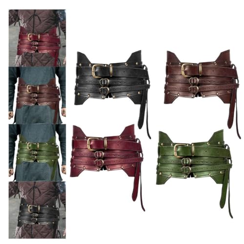 2X Medieval Waist Belt Knight Waistband Medieval Waistbelt Birthday Cosplay Retro Christmas Waist Knight Belt Black4