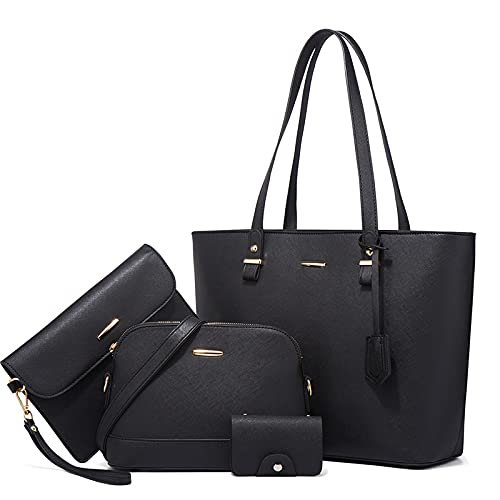 Sacs à main en cuir synthétique noir (lot de 4) pour femme de dimension 34x28x13 cm