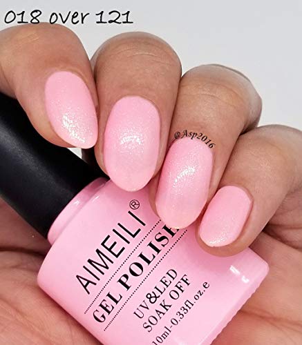AIMEILI UV LED Gellack Gel Nagellack Rosa Glitzer Gel Polish - Sparkle Grapefruit (018) 10ml – Bild 8