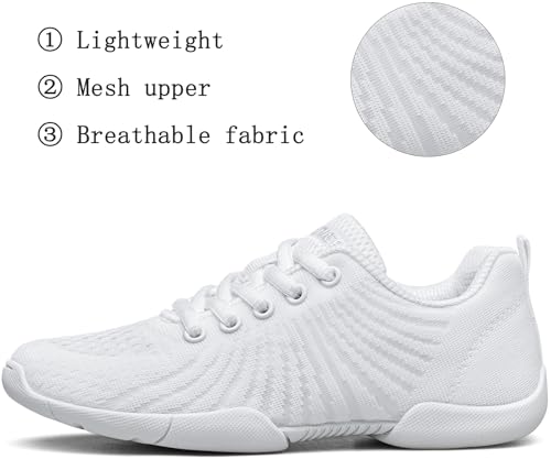 BAXINIER Girls White Cheerleading Shoes Youth Competition Cheer Sneakers Lightweight Athletic Training Dance Tennis Walking Shoes2