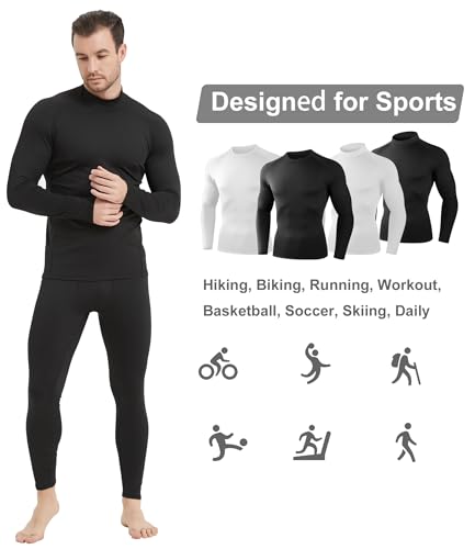 5 Pack Thermal Compression Shirts for Men Mock Turtleneck Long Sleeve Running Undershirt Base Layer Tops for Winter4