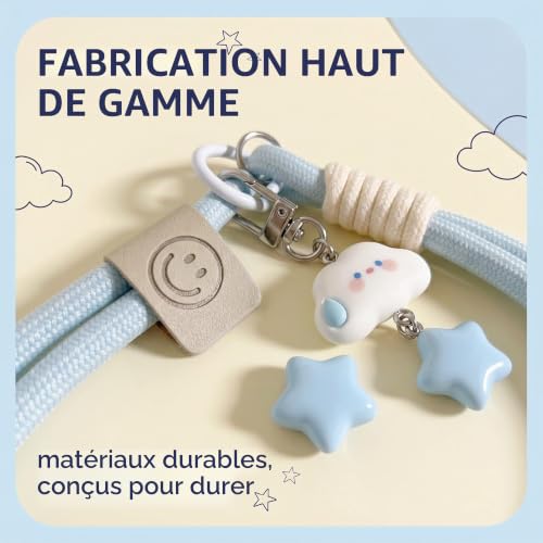 ZUWIJEQ bracelet telephone portable, Dragonne Téléphone Portable, Cordon Téléphone Poignet, accessoire telephone, Bracelet Téléphone Portable Anti-Perte pour Smartphone, Étui et Coque (Bleu) – vue 4