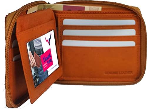 Genuine Leather Mens Zip Around Bifold Wallet Safe and Secure Zipper(zip Around)4