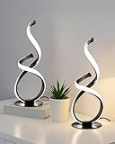 JIOODICH. 2 Pack Modern Touch Lamp for Nightstand, Spiral LED Table Lamp, Dimmable 3 Color Temperature Night Stand Desk Lamp, Unique Bedside Light for Living Room, Bedroom, Ideal Gift, Black