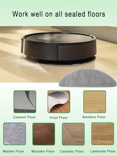 Image of 6 Pack Vacuum Replacement Part Mopping Pads Compatible for iRobot Roomba Combo j5, j5+, i3, i3+, i5, i5+, i8, i8+ Model. Washable and Reusable Microfiber Cleaning Refill Mopping Pad Accessories