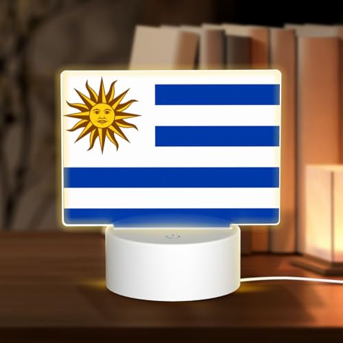 Phayah Lámpara de luz LED 3D con patrón de bandera de Uruguay, cable USB, ajustable, base de 3 modos, soporte de exhibición para sala de Navidad, restaurante, bar, tienda