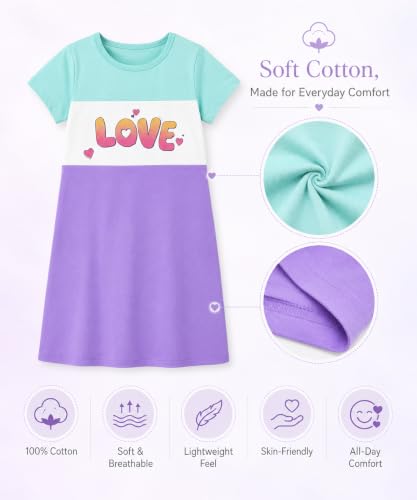 Image of KYDA KIDS 100% Pure Cotton Printed Round Neck Regular fit Half Sleeve Multicolor Long Top for Girls - (Pack of 1)