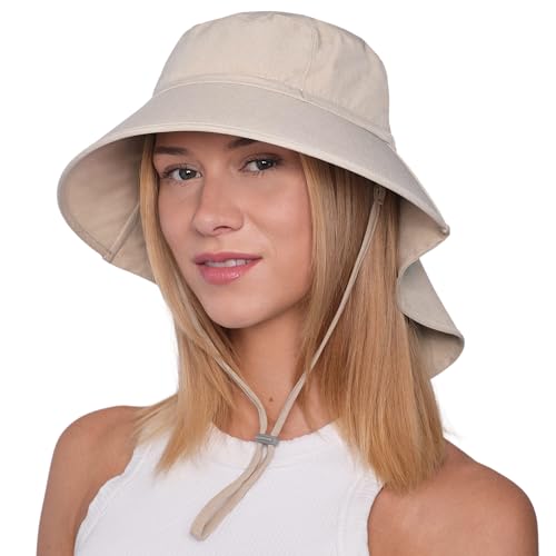 Image of JAN & JUL Water Resistant Sun Hat with UV Protection and Neck Flap for Men and Women