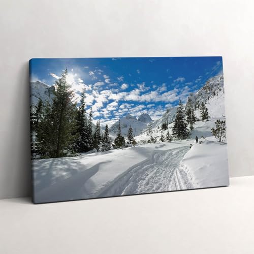 Peinture murale paysage de montagne en hiver tableau photo sur toile premium