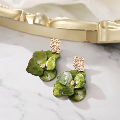 BriLove Handmade Bohemian Floral Earrings for Women, Exaggerated Layered Flower Statement Drop Dangle Summer Jewelry Accessories4