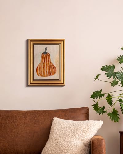 Image of HUARCEY Gold Framed Vintage Wall Art for Living Room, Pumpkin Painting Prints Shelf Decor for Kitchen, Aesthetic Bedroom Wall Art, Autumn Gifts for Friends or Family - Japandi Pumpkin 10L x 8W