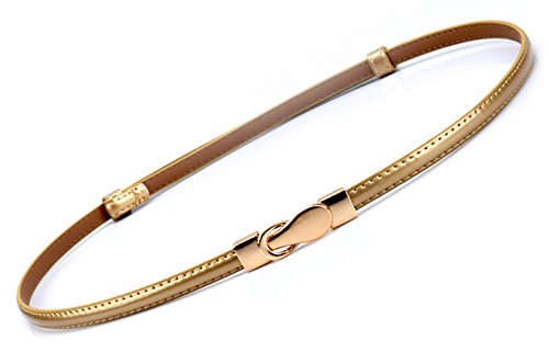 TRENDY XU Women/Girl Thin Belt Metal Buckle Leather Dress Waistband
