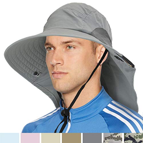 Wide Brim Sun Hat with Neck Flap, UPF50+ Hiking Safari Fishing Hat