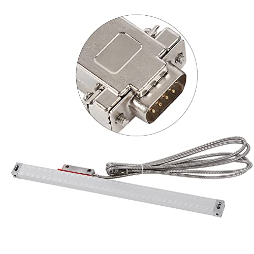 Aramox Escala Lineal de Torno, Codificador de Escala Lineal óptica con Resolución de 1 μM, Enchufe DB9 DC 5 V, Manguera de Acero Inoxidable, Tira Antipolvo, Cable de para Usuarios de Lectura Digital