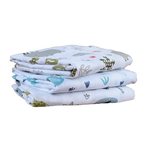 Image of Trance Home Linen Super Soft 100% Cotton Malmal Swaddle Cloth | Newborn Baby Blanket | Large Size Thin Cotton Sheets | Swaddle Wrap (145 x 145 cm, Baby Pug) - Pack of 3