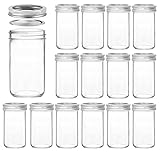 VERONES Mason Jars 12 OZ, 15 pcs Canning Jars Jelly Jars With Regular Lids, Ideal for Jam, Honey, Wedding Favors, Shower Favors